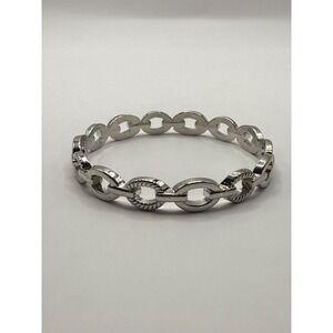 Silver Tone Oval Link Bracelet Modern Chunky